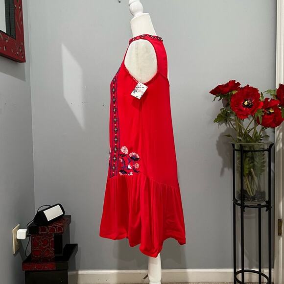 NEW Xhilaration Boho Love Liberty Embroidered Drop Waist Flutter Floral Sundress - Picture 4 of 16